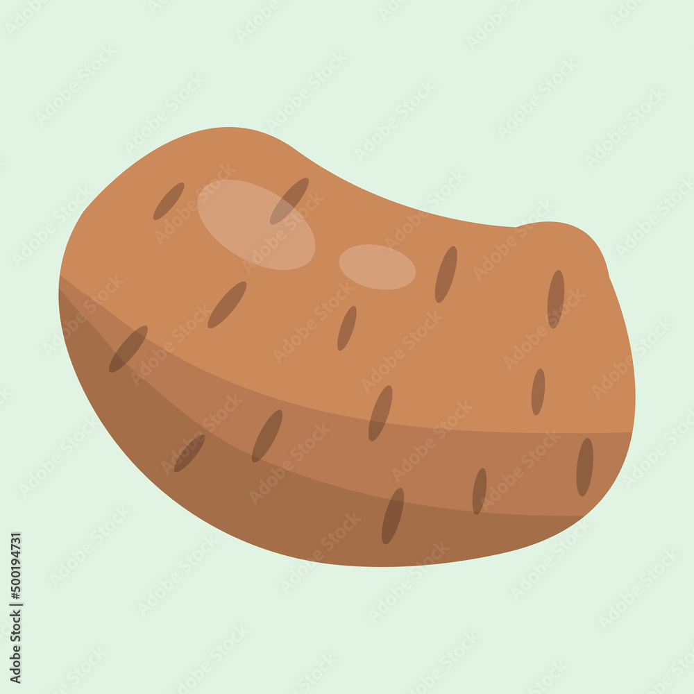 Potato. Flat design vector illustration of potato on green background Potato. Flat design vector illustration of potato on green background
