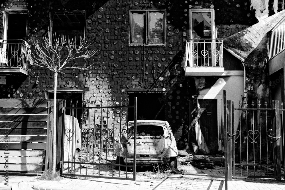 house black and white Ukraine Bucha