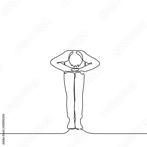man bowing to the viewer - one line drawing vector. concept of deep respectful bow in korean culture