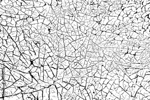 Cracked ground surface texture. Vector illustration. Monochrome background of coarse soil