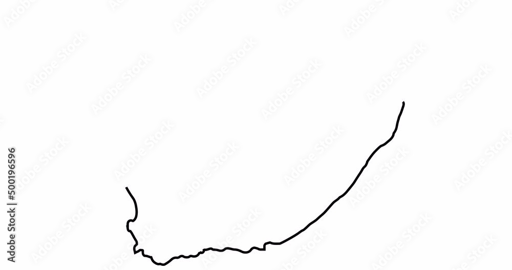 Drawing contour map South Africa, delineation border countries South Africa