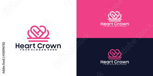 crown and heart logo design inspiration