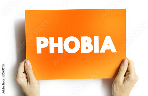 Phobia text quote on card, medical concept background photo