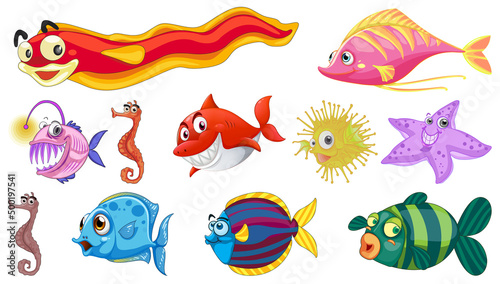 Sea animals cartoon collection