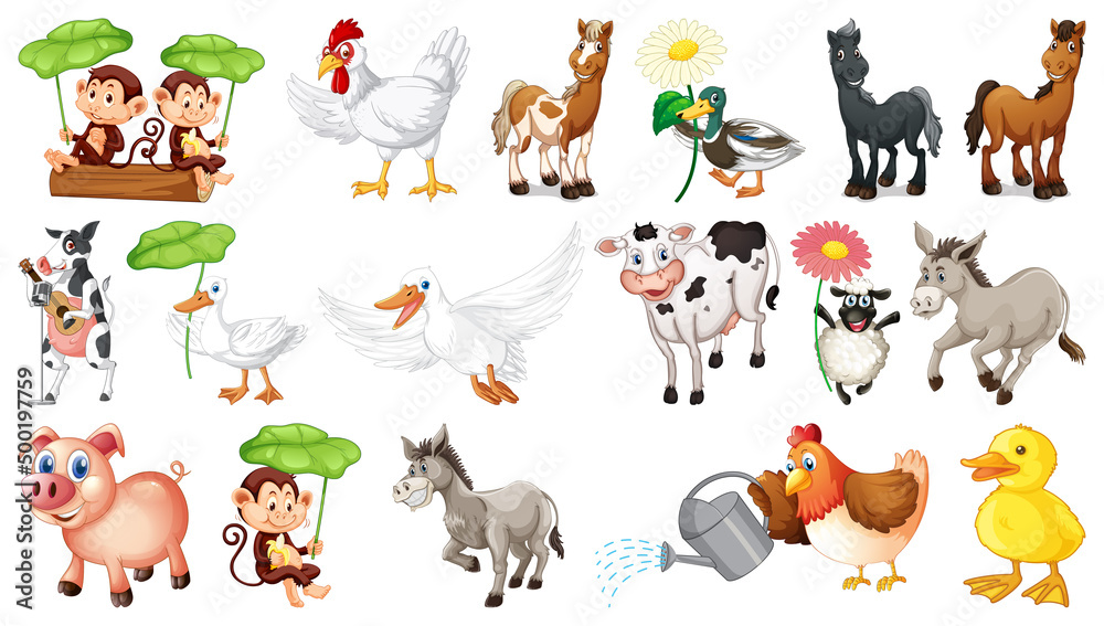 Wild animals on white background Wild animals on white background