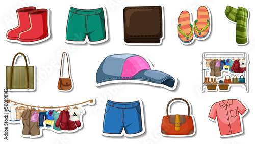 Sticker set of clothes and accessories