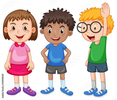 Three happy kids standing