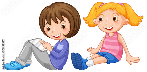 Two girls with happy face