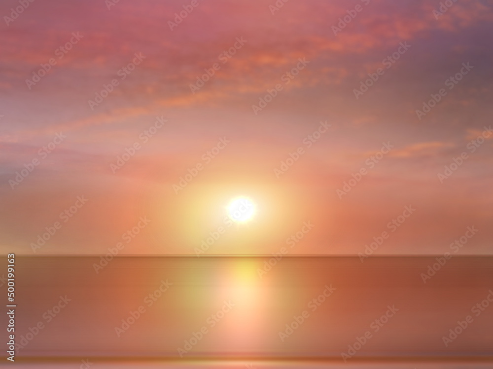 pink gold sunset at sea   sun beam reflection on water wave , nature landscape seascape 
