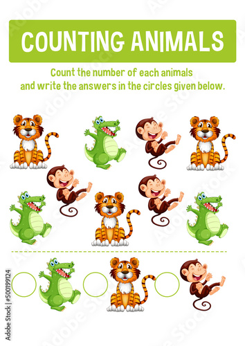 Worksheet design for counting animals