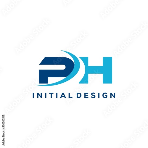 Letter PH logo combined with swoosh curved line