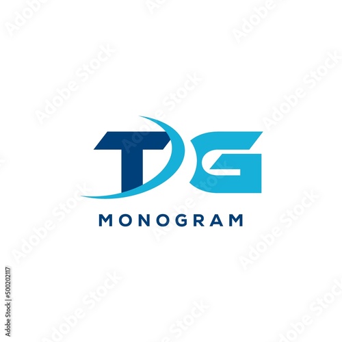 Letter TG logo combined with swoosh curved line