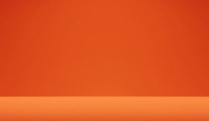Gradient orange banner template backdrop illustration wallpaper of colorful summer paper floor scene background or halloween color art presentation studio and empty simple stage product on blank room.