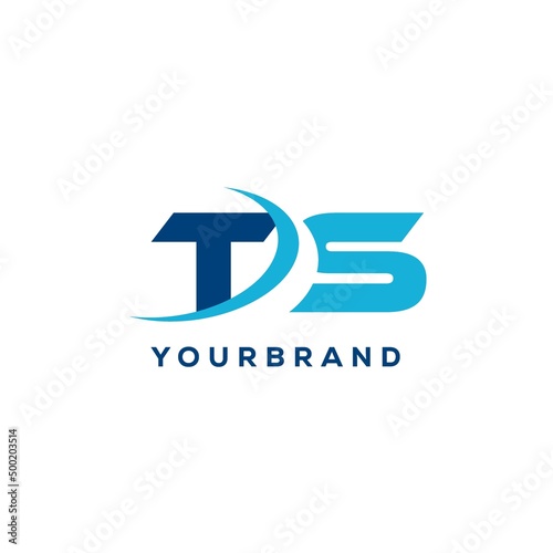 Letter TS logo combined with swoosh curved line photo