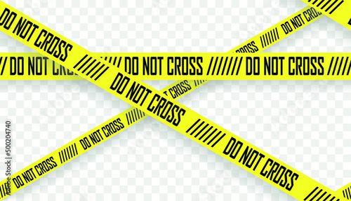 Yellow tapes seamless pattern. Do not cross. Vector illustration.