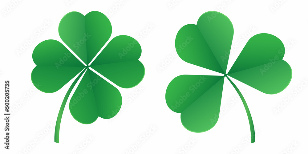 A Set Of Two Types Of Clover Leaves Four Leaf And Three Leaf Clover 3 A Set Of Two Types Of Clover Leaves Four Leaf And Three Leaf Clover 3