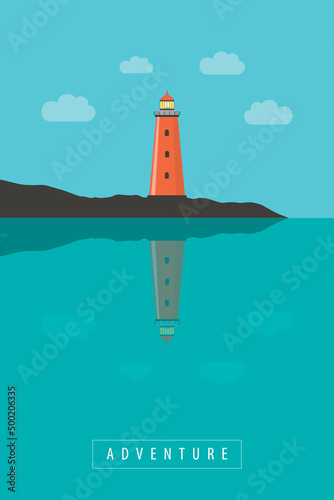blue seascape adventure lighthouse by the ocean