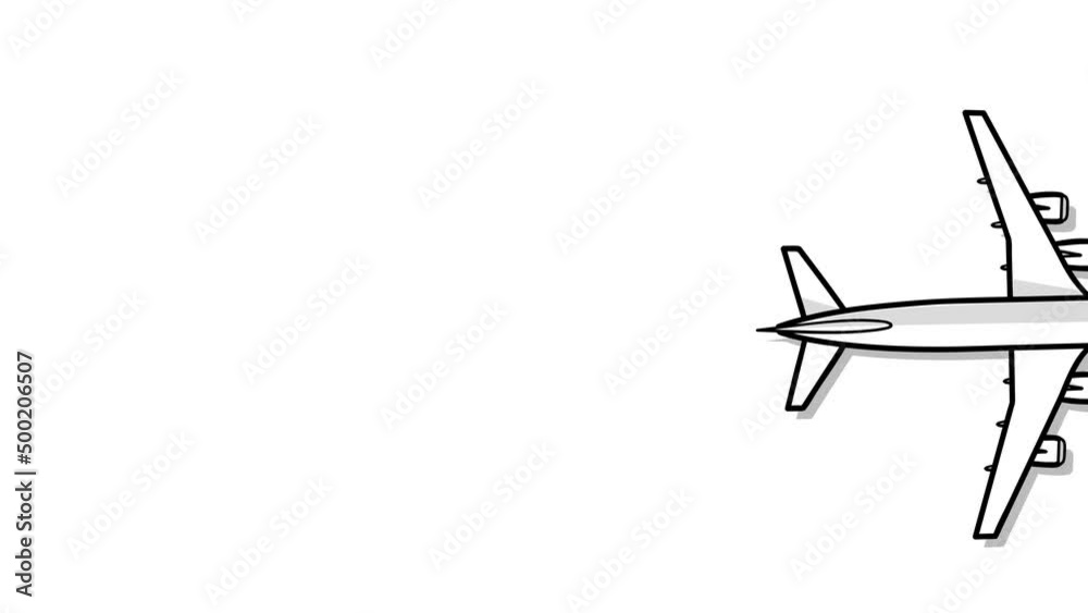 airplane. the plane flies through the screen. screensaver waiting. 4K video illustration.