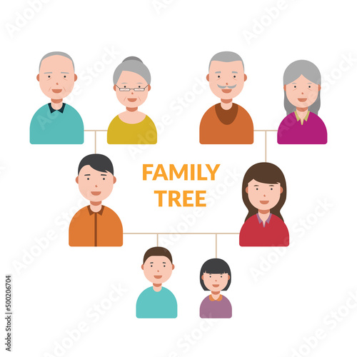Big Family icons illustration, family tree