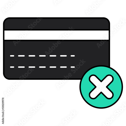 Perfect design icon of card not accepted