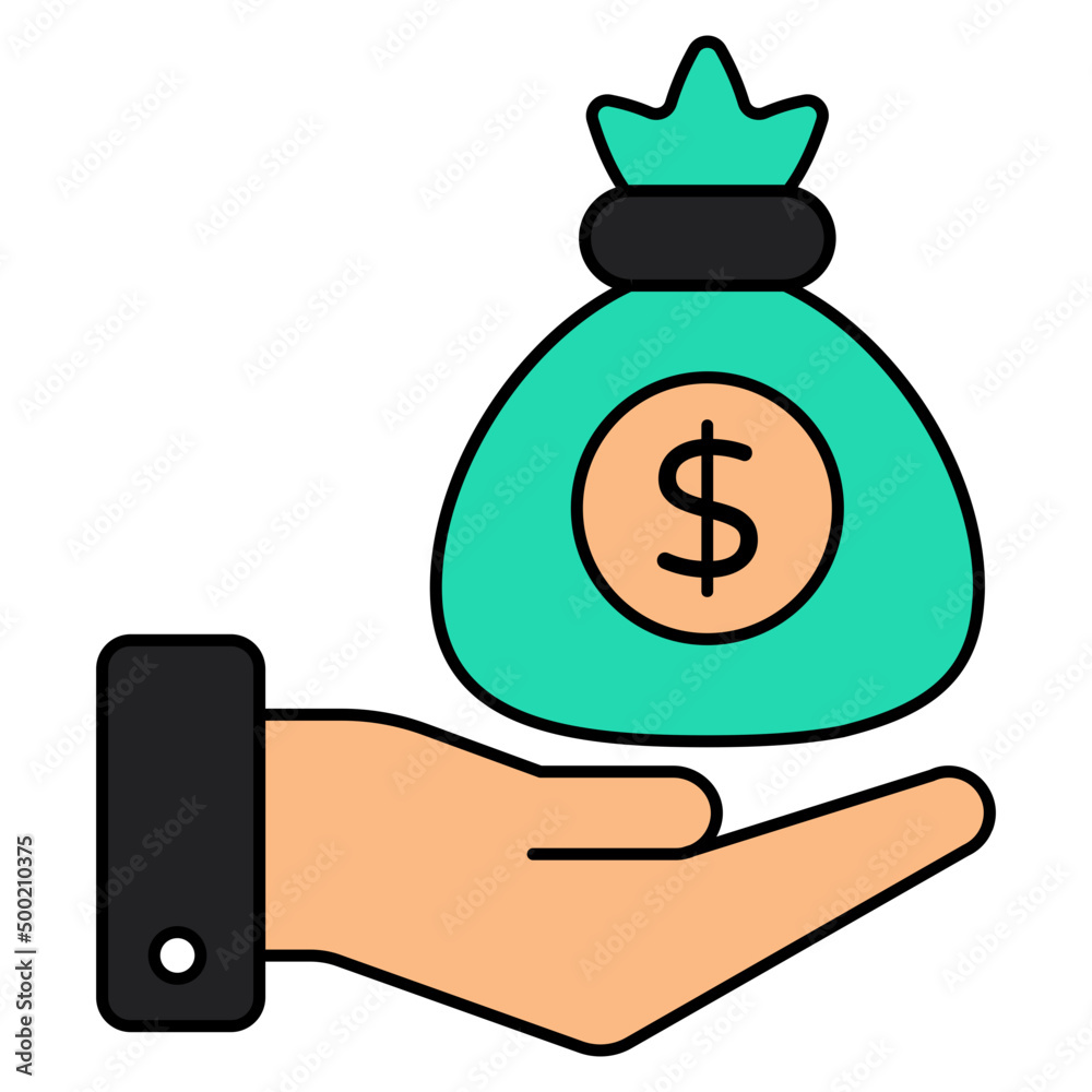 Hand giving money icon in flat design, donation concept Hand giving money icon in flat design, donation concept