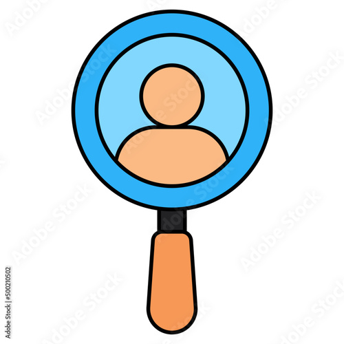 Avatar under magnifying glass, concept of headhunting