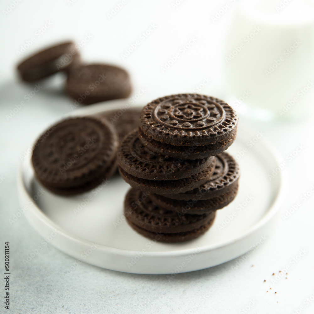 Traditional chocolate cookies with cream filling Traditional chocolate cookies with cream filling