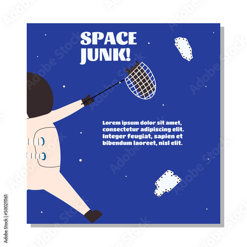 Poster about comic garbage. Vector illustration in pooski style