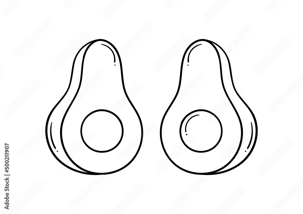 hand drawn illustration of an avocado on a white background hand drawn illustration of an avocado on a white background