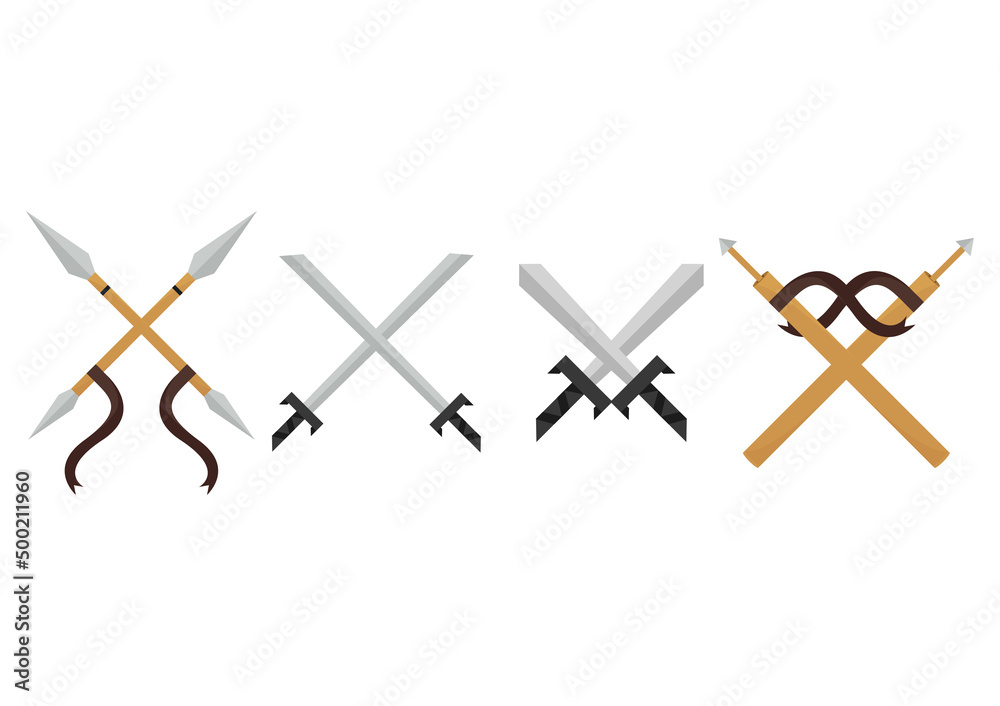 sword, spear and katana illustration on a white background sword, spear and katana illustration on a white background