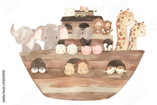 Foto Watercolor Noah's Ark. Illustration for kids