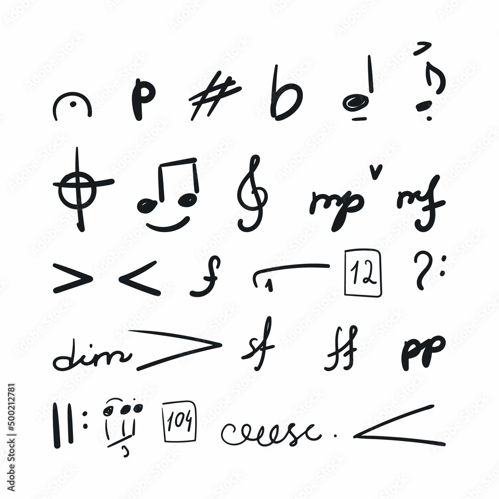 music score symbol doodle vector illustration background set music score symbol doodle vector illustration background set