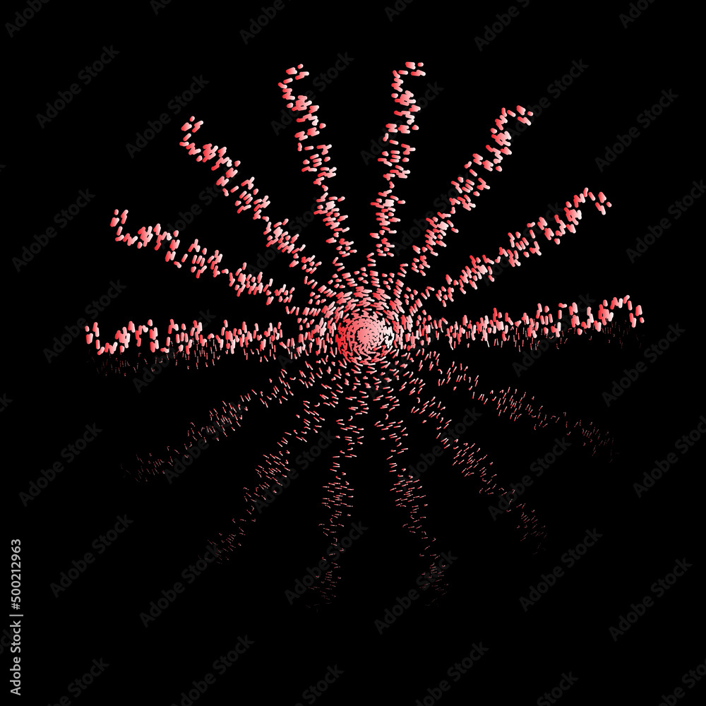 Curved particles shining  gradient black background