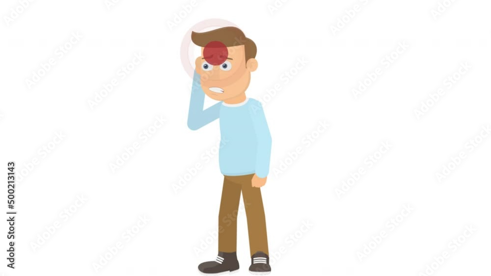 Headache. Animation of a man with a migraine, alpha channel is turned on. Cartoon Headache. Animation of a man with a migraine, alpha channel is turned on. Cartoon