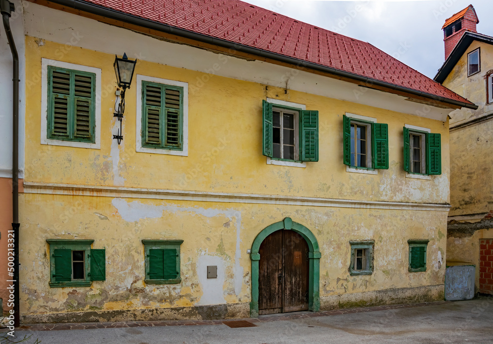 Old histirical house in the center of Radovljica town, Slovenia