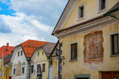 Historical old houses in the center of Radovljica town, Slovenia © haidamac