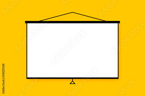 Empty projection screen, presentation board. Whiteboard mock up template for presentation, advertising, projects and conference. Vector illustration