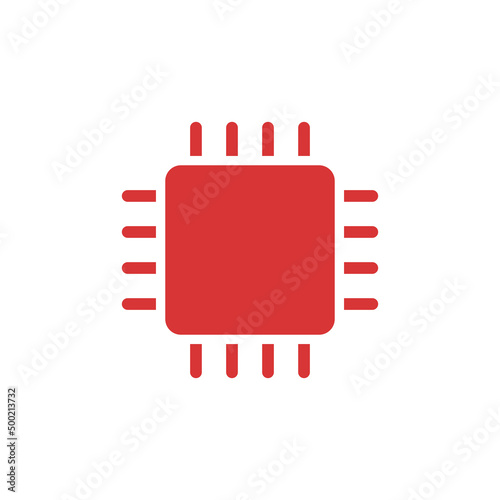 Cpu chip red vector icon