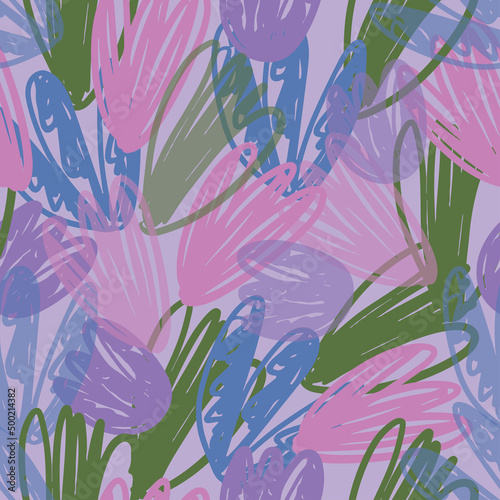 seamless mixed doodle flower pattern background, greeting card or fabric