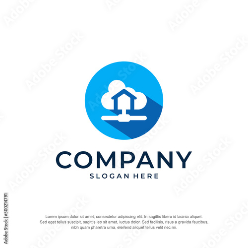 circle concept home cloud logo premium vector