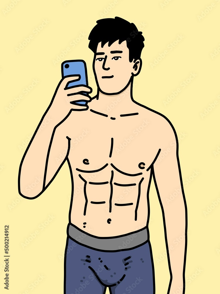 Fototapeta premium cute man cartoon on yellow background
