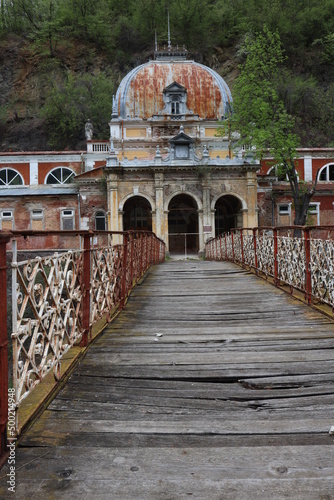 ruins of an old spa resot in Baile Herculane, Romania photo