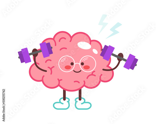 Cartoon brain in the gym. Vector illustration