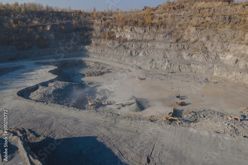 Rybalsky granite quarry. The city of Dnipro, Ukraine. Photo from the air. Open working quarry. photo