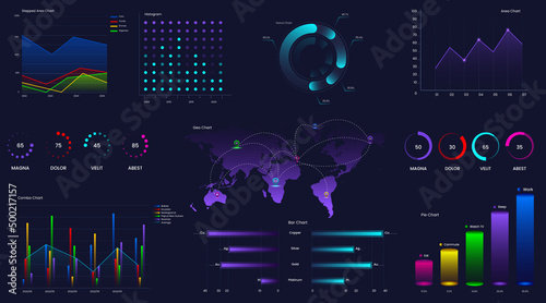 Ultimate infographic chart elements set with colorful chart design