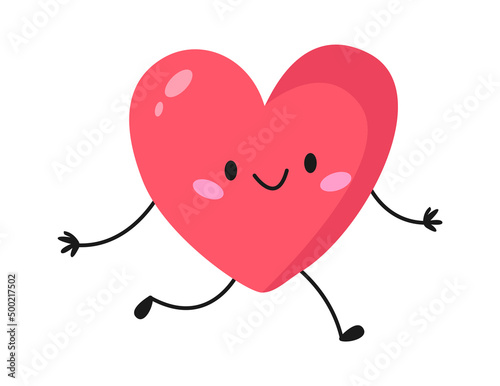 Running Cartoon Heart. Vector illustration