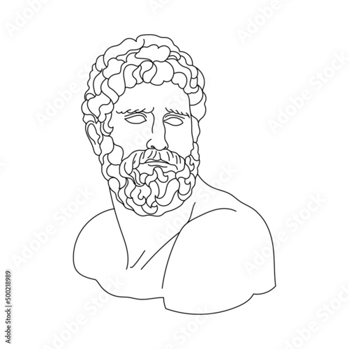 Aesthetic Greek Sculpture Line Art.  Greece man. Bohemian antique classic statues