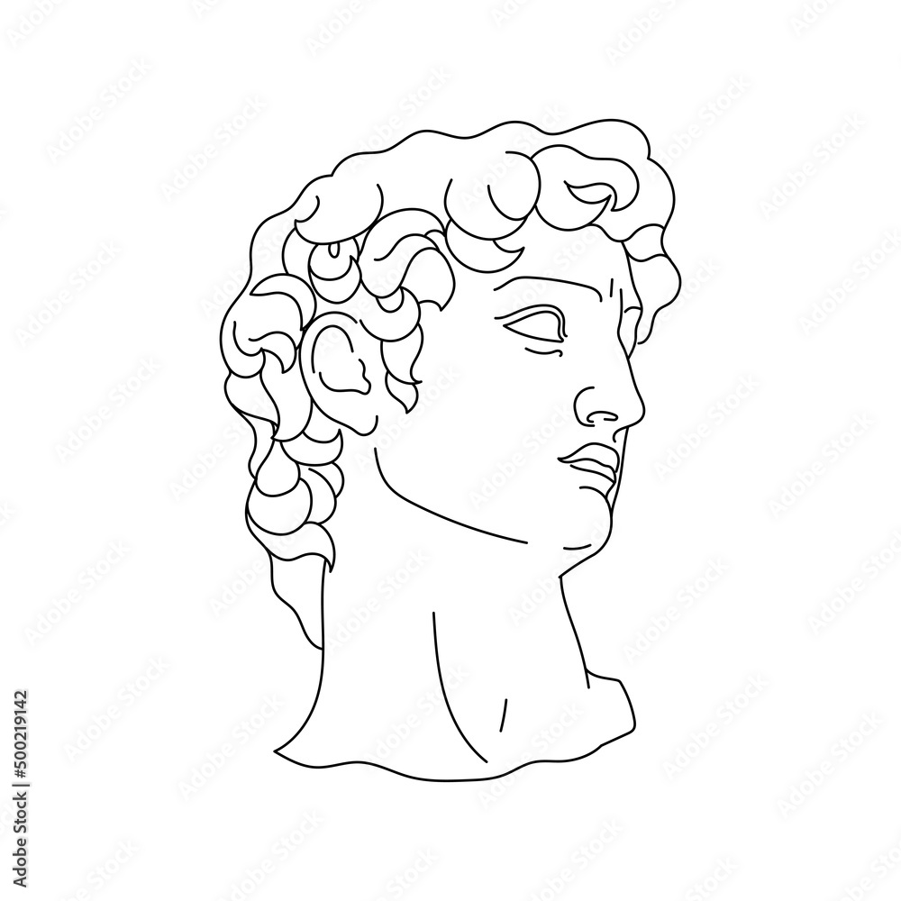 Aesthetic Greek Sculpture Line Art. Greece man. Bohemian antique