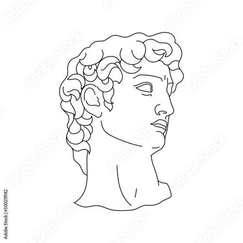Aesthetic Greek Sculpture Line Art.  Greece man. Bohemian antique classic statues