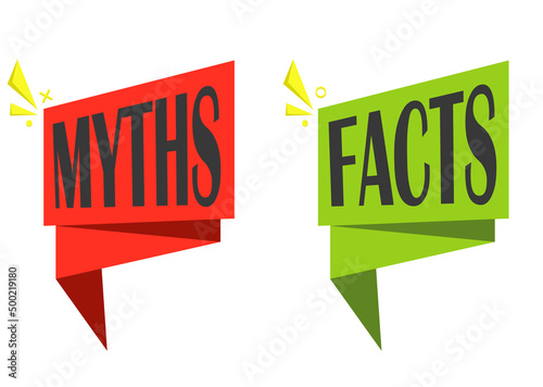 Myths vs facts concept on white background. Vector illustration.